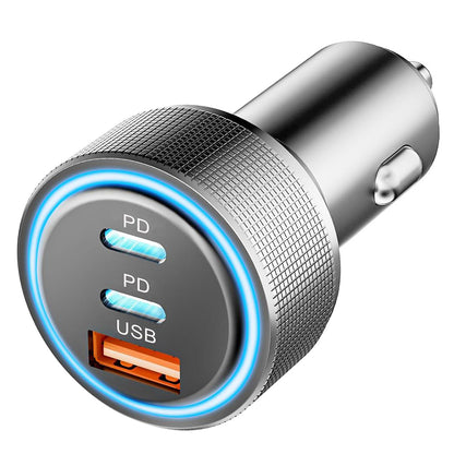 Techsuit C6 DriveBoost autós töltő, 60W, 3A, 1 x USB-A - 2 x USB-C, ezüst
