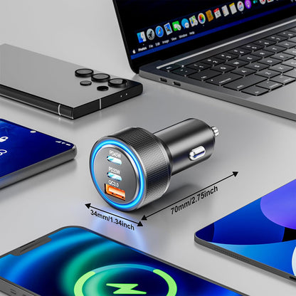 Techsuit C6 DriveBoost autós töltő, 60W, 3A, 1 x USB-A - 2 x USB-C, ezüst