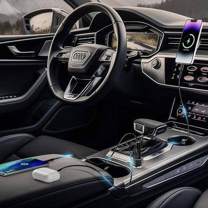 Techsuit C6 DriveBoost autós töltő, 60W, 3A, 1 x USB-A - 2 x USB-C, ezüst