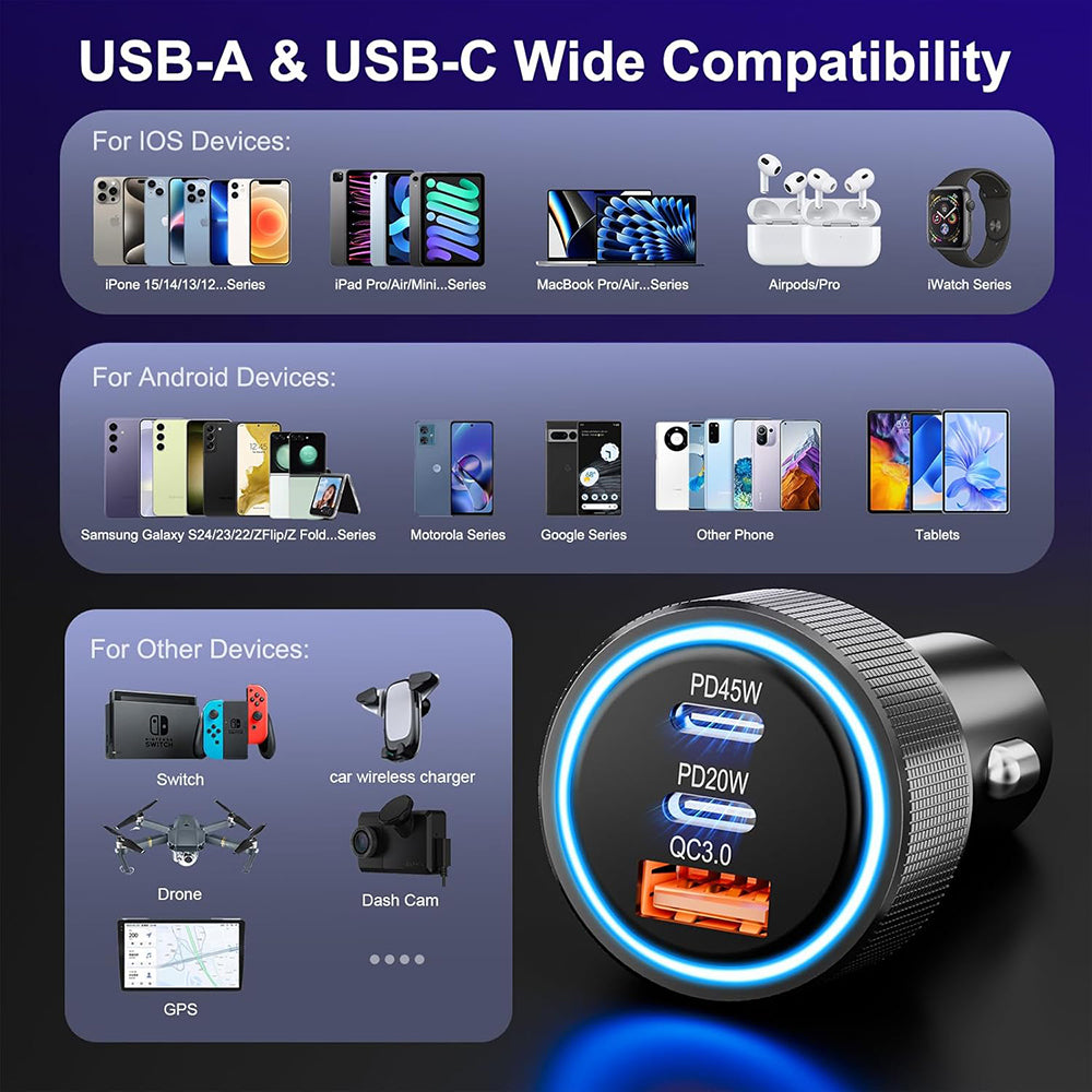 Techsuit C6 DriveBoost autós töltő, 60W, 3A, 1 x USB-A - 2 x USB-C, ezüst