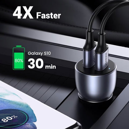 Autótöltő UGREEN CD213, 36W, 3A, 2 x USB-A, szürke 