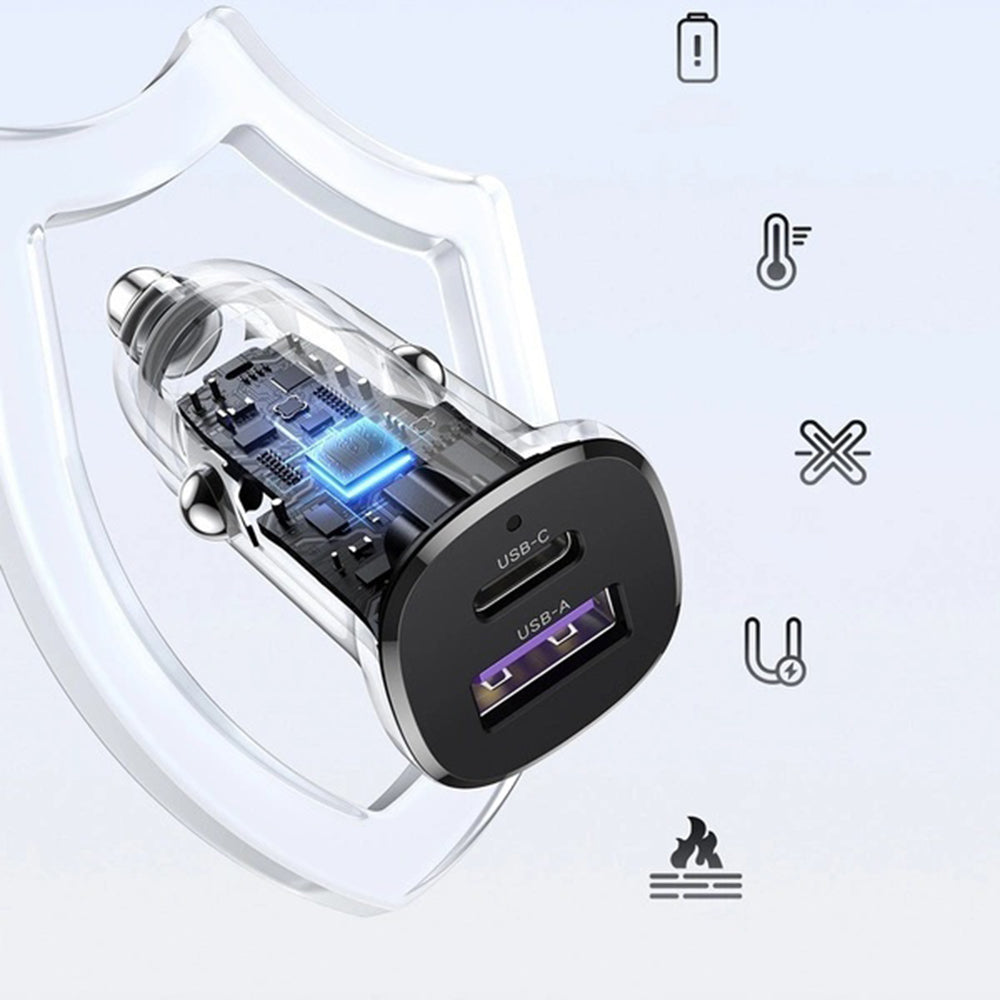 UGREEN EC305 Autós Töltő, 30W, 3A, 1 x USB-A - 1 x USB-C, Fekete