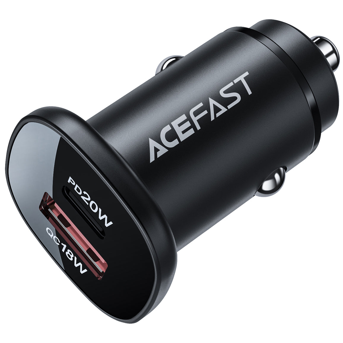 Acefast B1 autós töltő, 38W, 3A, 1 x USB-A - 1 x USB-C, Fekete