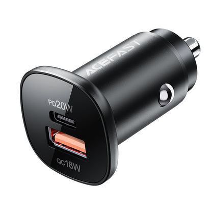 Acefast B1 autós töltő, 38W, 3A, 1 x USB-A - 1 x USB-C, Fekete