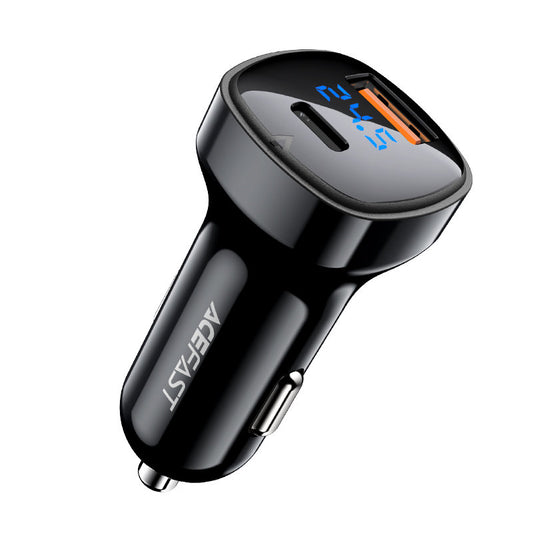 Acefast B4 autós töltő, 66W, 3A, 1 x USB-A - 1 x USB-C, Fekete