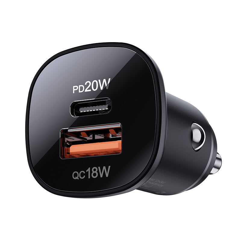 Acefast B1 autós töltő, 38W, 3A, 1 x USB-A - 1 x USB-C, Fekete