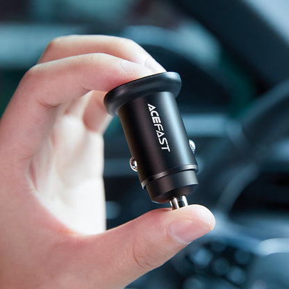 Acefast B1 autós töltő, 38W, 3A, 1 x USB-A - 1 x USB-C, Fekete