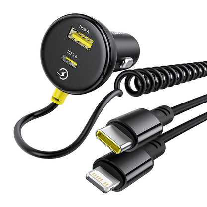 Auto töltő USB-C / Lightning kábellel Baseus Circular, 60W, 3A, 1 x USB-A - 1 x USB-C, Fekete C00035902121-00