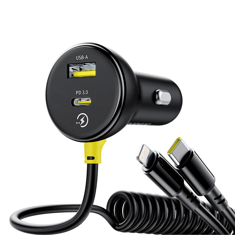 Auto töltő USB-C / Lightning kábellel Baseus Circular, 60W, 3A, 1 x USB-A - 1 x USB-C, Fekete C00035902121-00