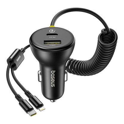 Auto töltő USB-C / Lightning kábellel Baseus Circular, 60W, 3A, 1 x USB-A - 1 x USB-C, Fekete C00035902121-00