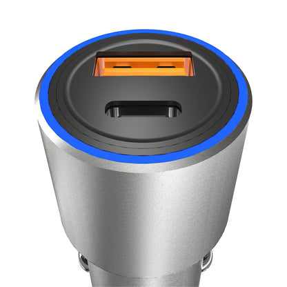 Dudao R4PQ USB autós töltő, 1 x USB - 1 x USB Type-C, 22,5 W, Gyors töltés - Power Delivery, Szürke