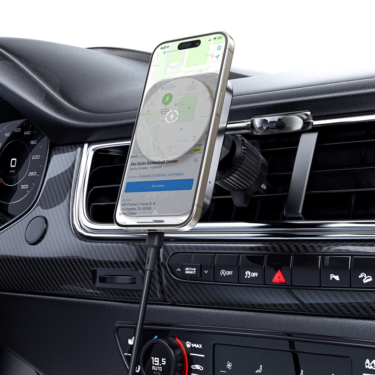 Acefast D18 2in1 Wireless Car Charger, 15W, 1.67A, Black
