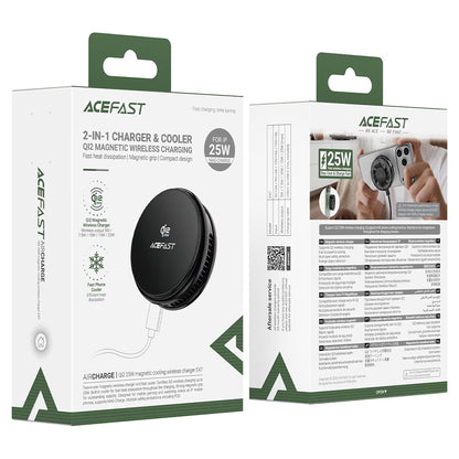 Acefast E47 2in1 vezeték nélküli hálózati töltő, 25W, fekete