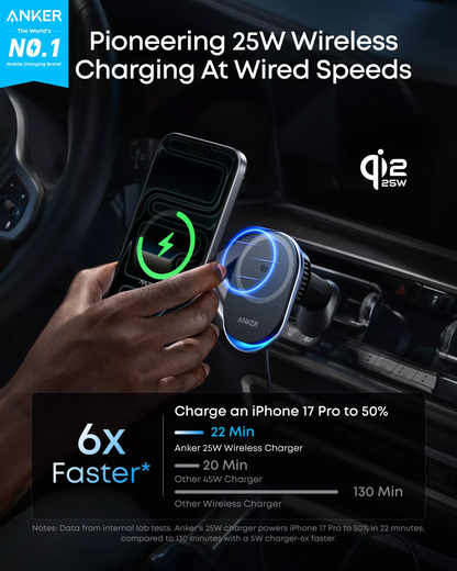 Anker Prime MagGo AirCool vezeték nélküli autós töltő, 25W, Fekete B2933H11