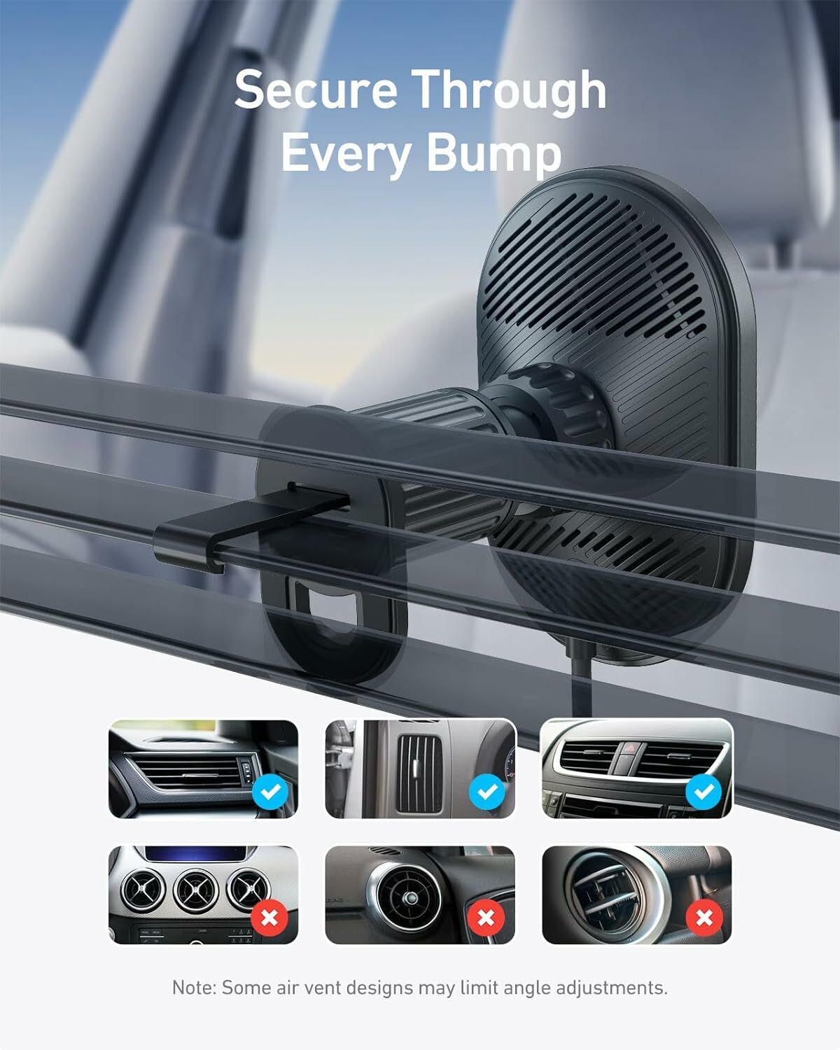 Anker MagGo vezeték nélküli autós töltő, 15W, 1.67A, Fekete B2932G11