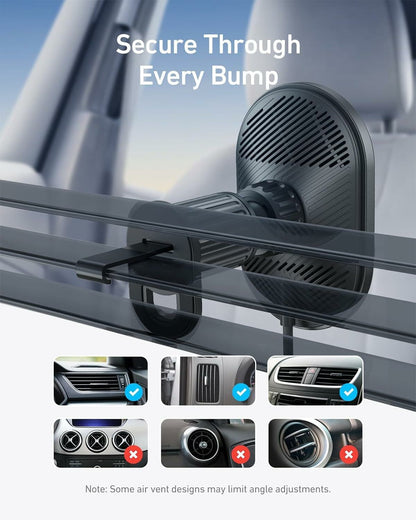 Anker MagGo vezeték nélküli autós töltő, 15W, 1.67A, Fekete B2932G11