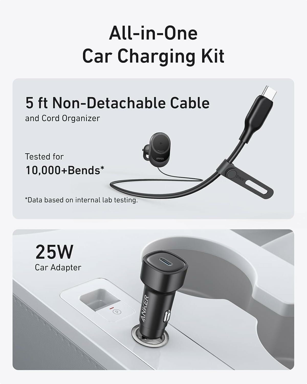 Anker MagGo vezeték nélküli autós töltő, 15W, 1.67A, Fekete B2932G11