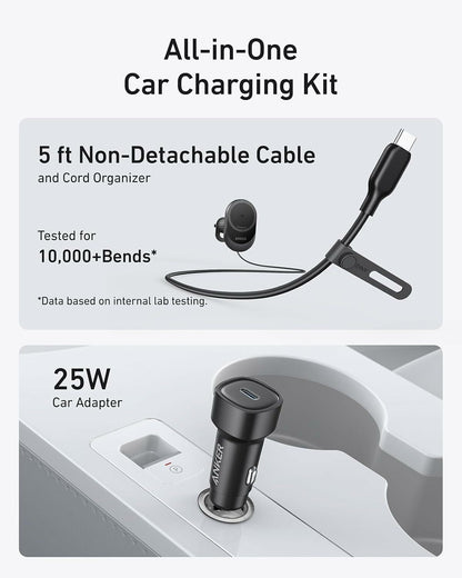 Anker MagGo vezeték nélküli autós töltő, 15W, 1.67A, Fekete B2932G11