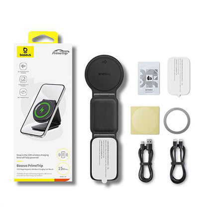 Baseus PrimeTrip C02 vezeték nélküli autós töltő, 15W, 1.67A, szürke C40169003831-00