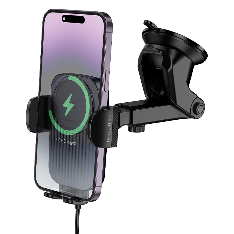 Wireless Car Charger Borofone BH222 Leading, 15W, 1.67A, Black