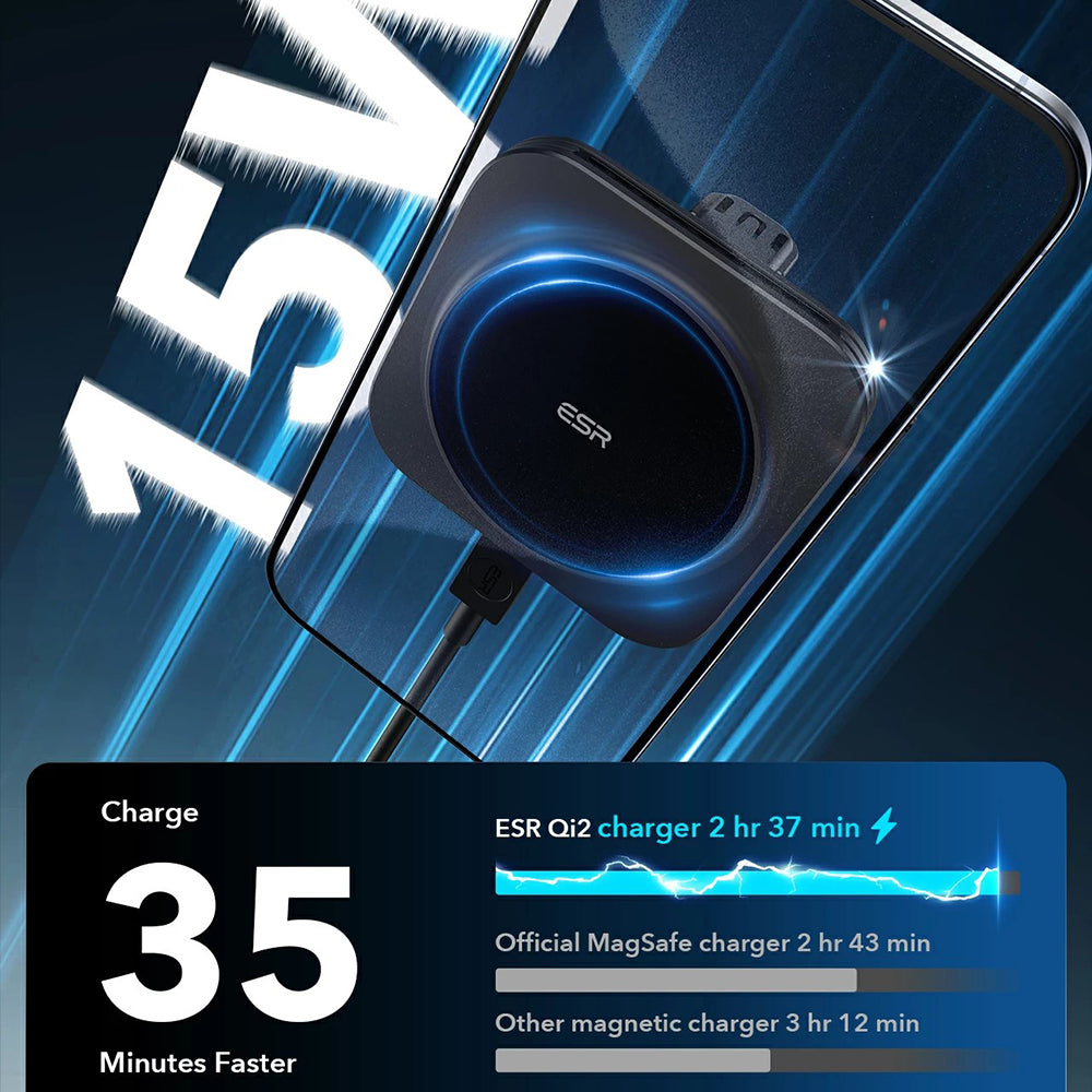 ESR HaloLock Vent vezeték nélküli autós töltő, 15W, 1.67A, Fekete