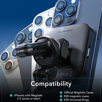 ESR HaloLock Vent vezeték nélküli autós töltő, 15W, 1.67A, Fekete