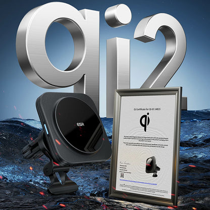 ESR HaloLock Vent vezeték nélküli autós töltő, 15W, 1.67A, Fekete