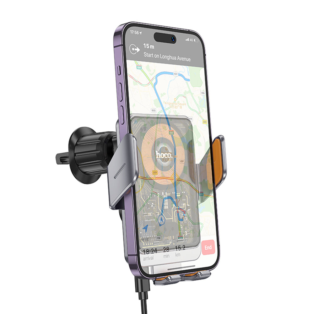 HOCO HW7 Vezeték nélküli Autós Töltő, 15W, 1.67A, Fekete