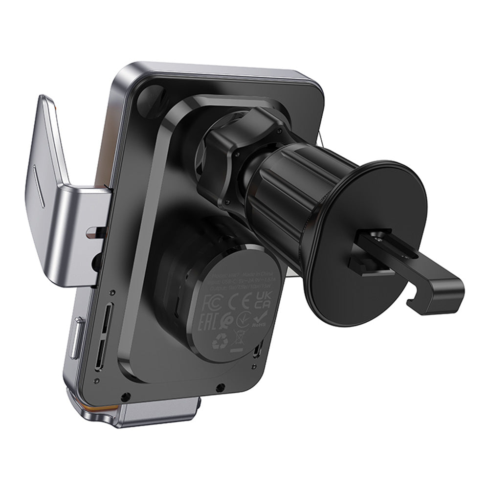 HOCO HW7 Vezeték nélküli Autós Töltő, 15W, 1.67A, Fekete