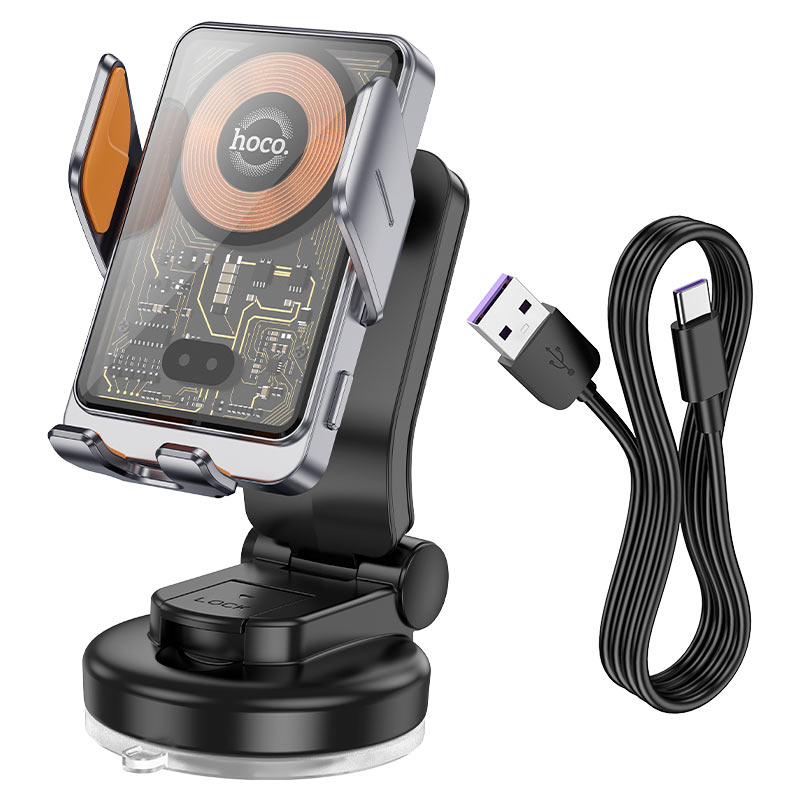 HOCO HW8 Vezeték nélküli Autós Töltő, 15W, 1.67A, Fekete
