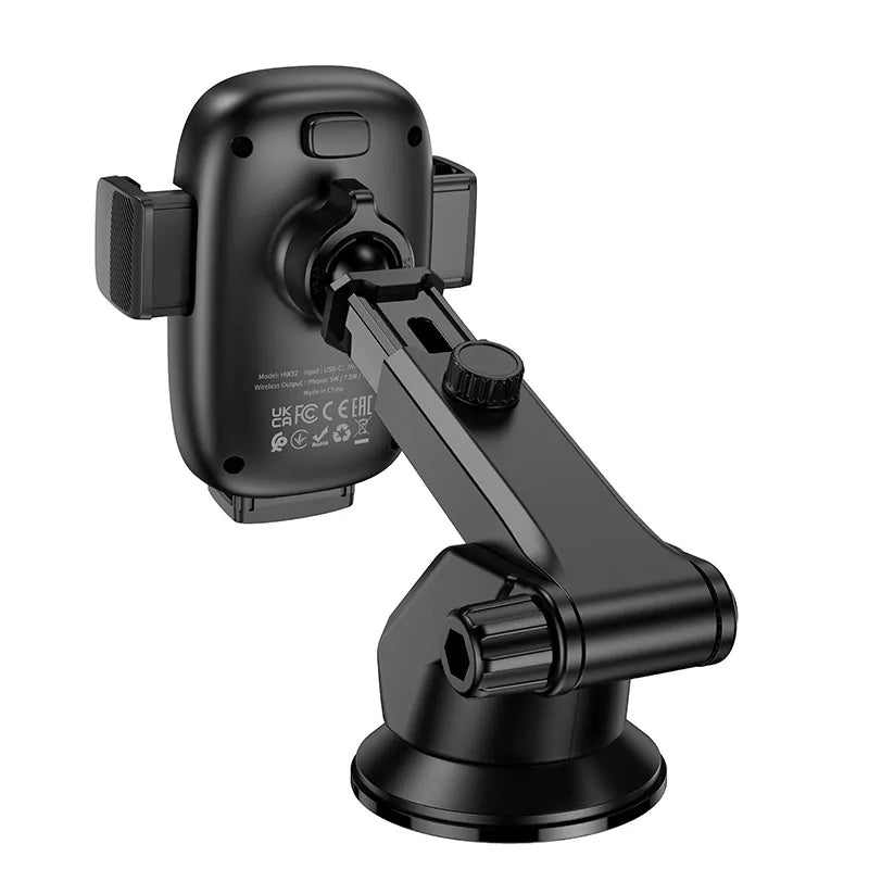 HOCO HW32 Vezeték nélküli Autós Töltő, 15W, 1.67A, Fekete