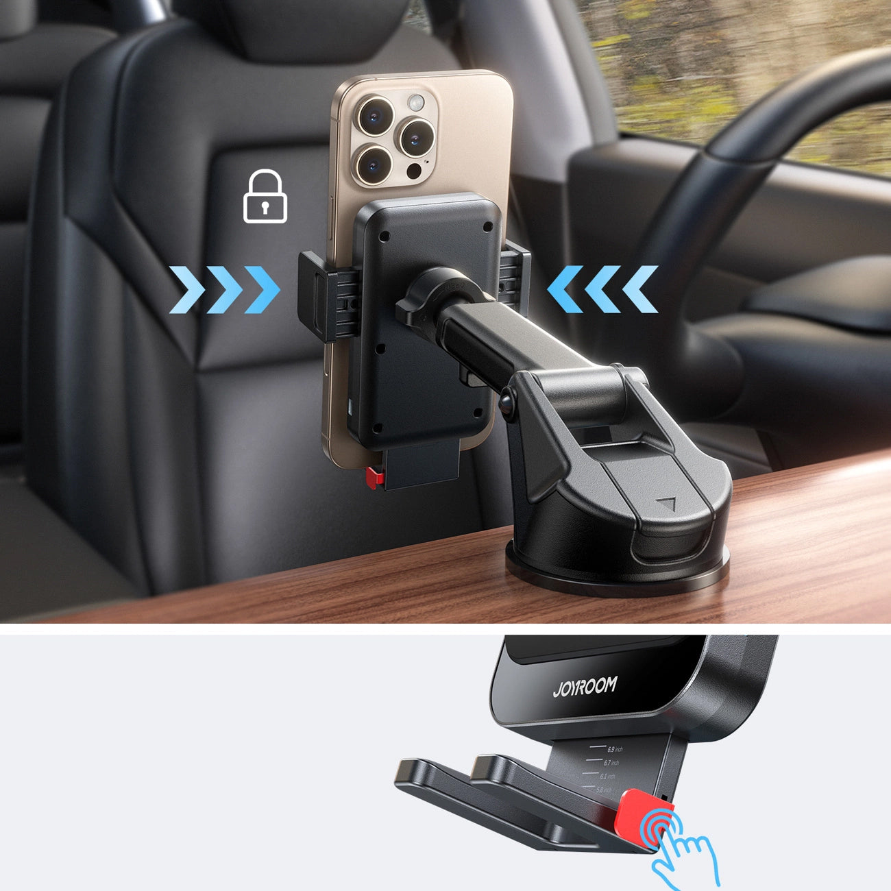 Joyroom JR-ZS241S vezeték nélküli autós töltő, 15W, 1.67A, Fekete