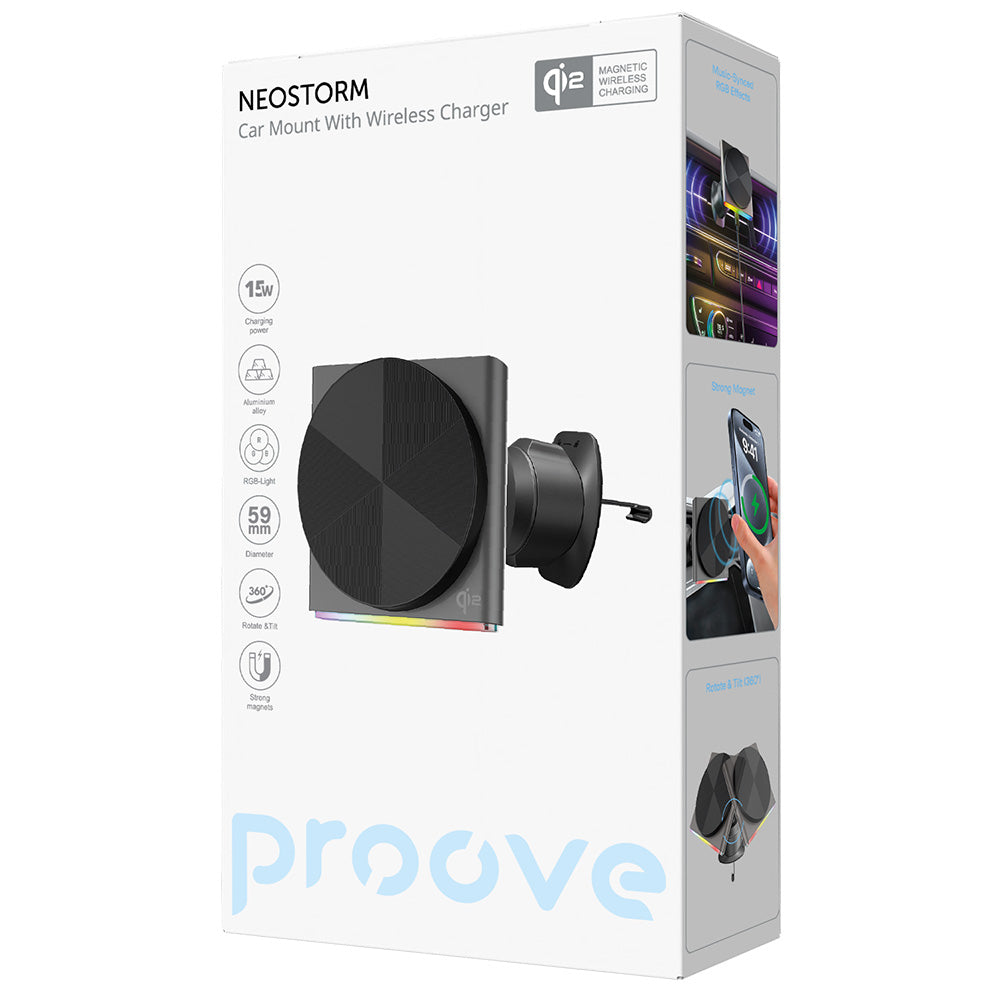 Wireless Autós Töltő Proove Neostorm, 15W, 1.67A, Szürke WHNS15002003