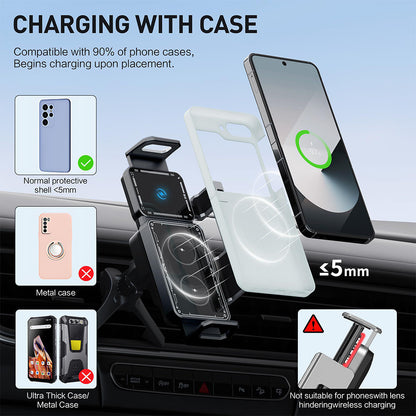 Techsuit SW1 ModoDock vezeték nélküli autós töltő, 15W, 1.67A, Fekete