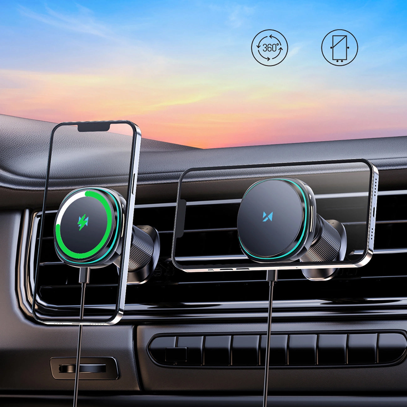 WZK WCT5-Q6S2Y vezeték nélküli autós töltő, 15W, 1.67A, Fekete