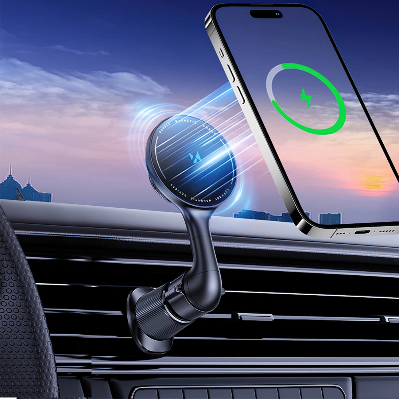 WZK WCT5-6S4Y Wireless Car Charger, 15W, 1.67A, Black