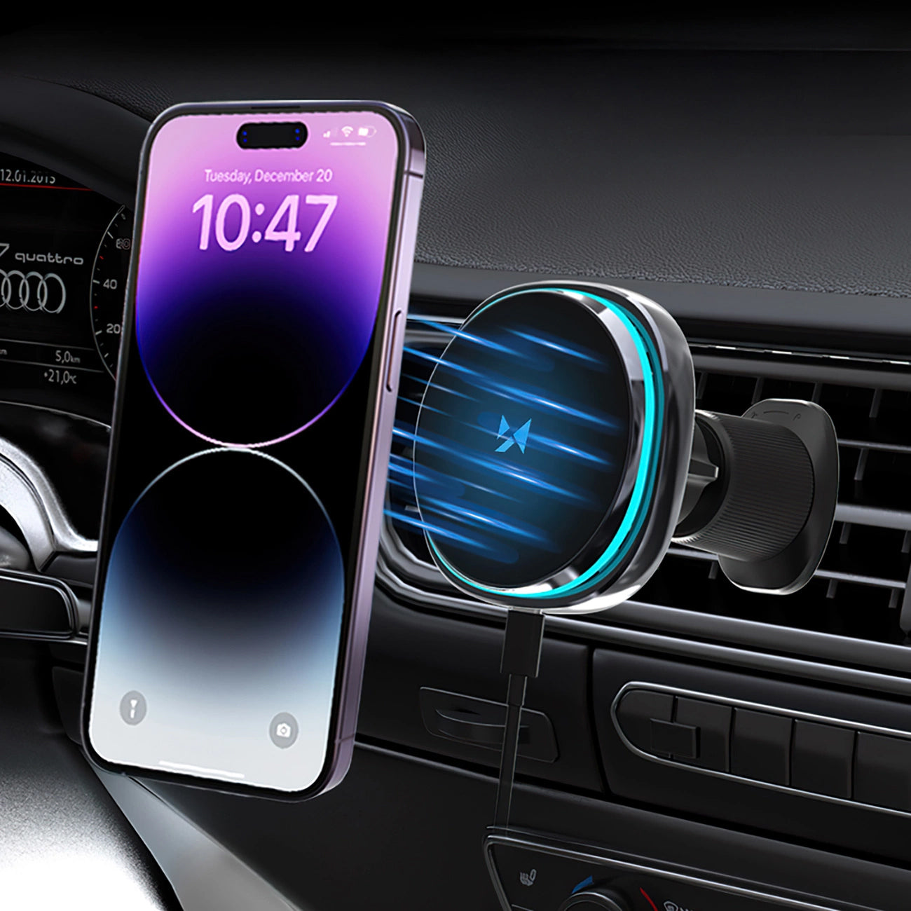 WZK WCT5-Q6S2Y vezeték nélküli autós töltő, 15W, 1.67A, Fekete