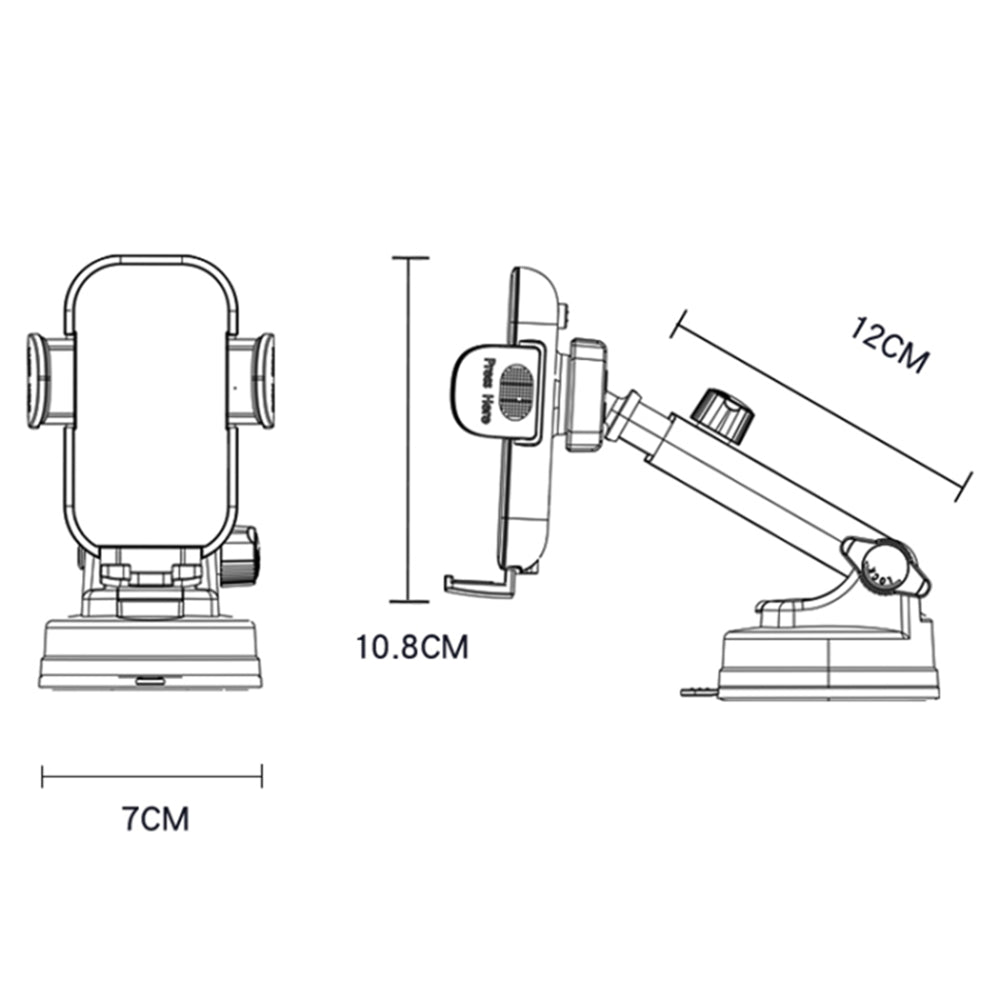 Autós Vezeték Nélküli Töltő Yesido C197, 15W, 1.67A, Fekete