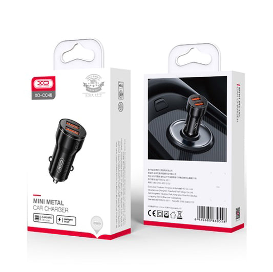 XO Design CC48 autós töltő, 12W, 2.4A, Fekete