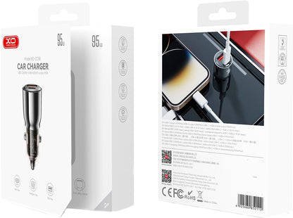 XO Design CC58 autós töltő, 95W, 3.25A, 1 x USB-A - 1 x USB-C, Fekete