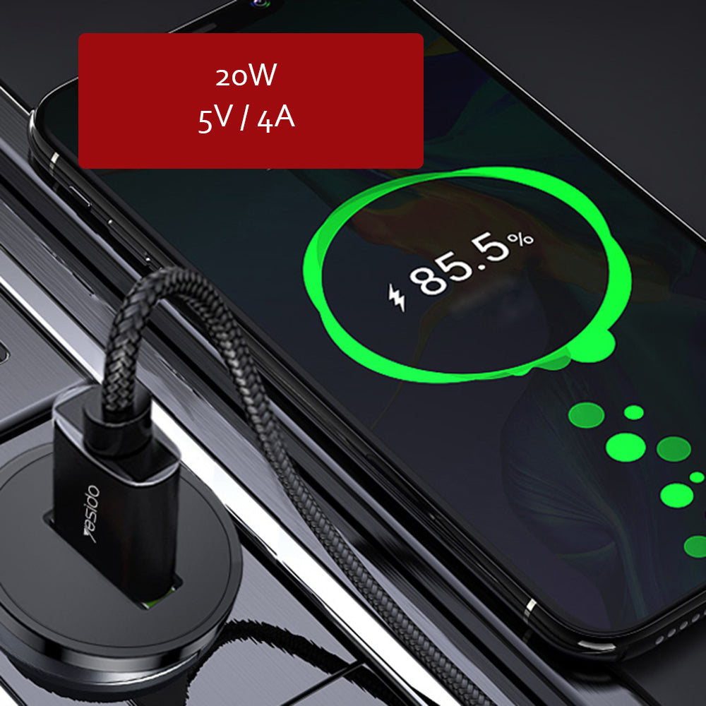 Yesido Y38 autós töltő, 18W, 3A, 1 x USB-A, Fekete