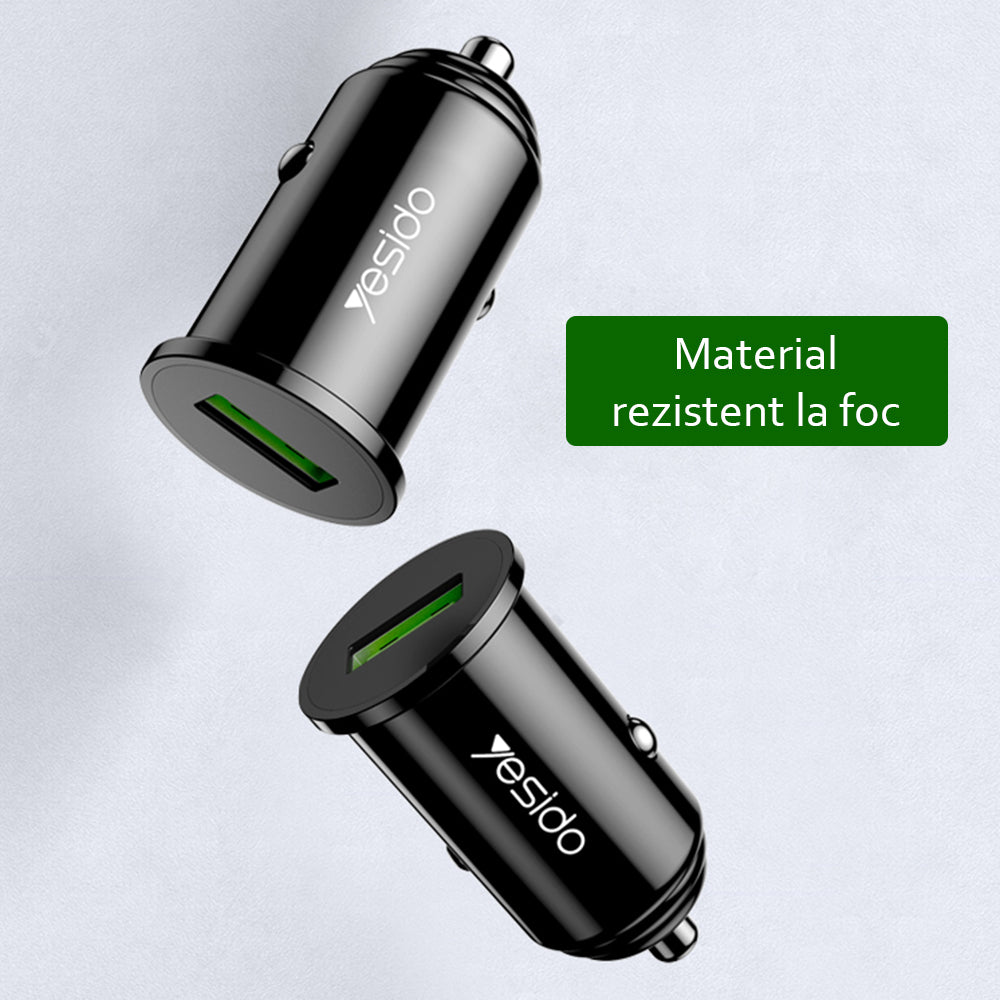 Yesido Y38 autós töltő, 18W, 3A, 1 x USB-A, Fekete