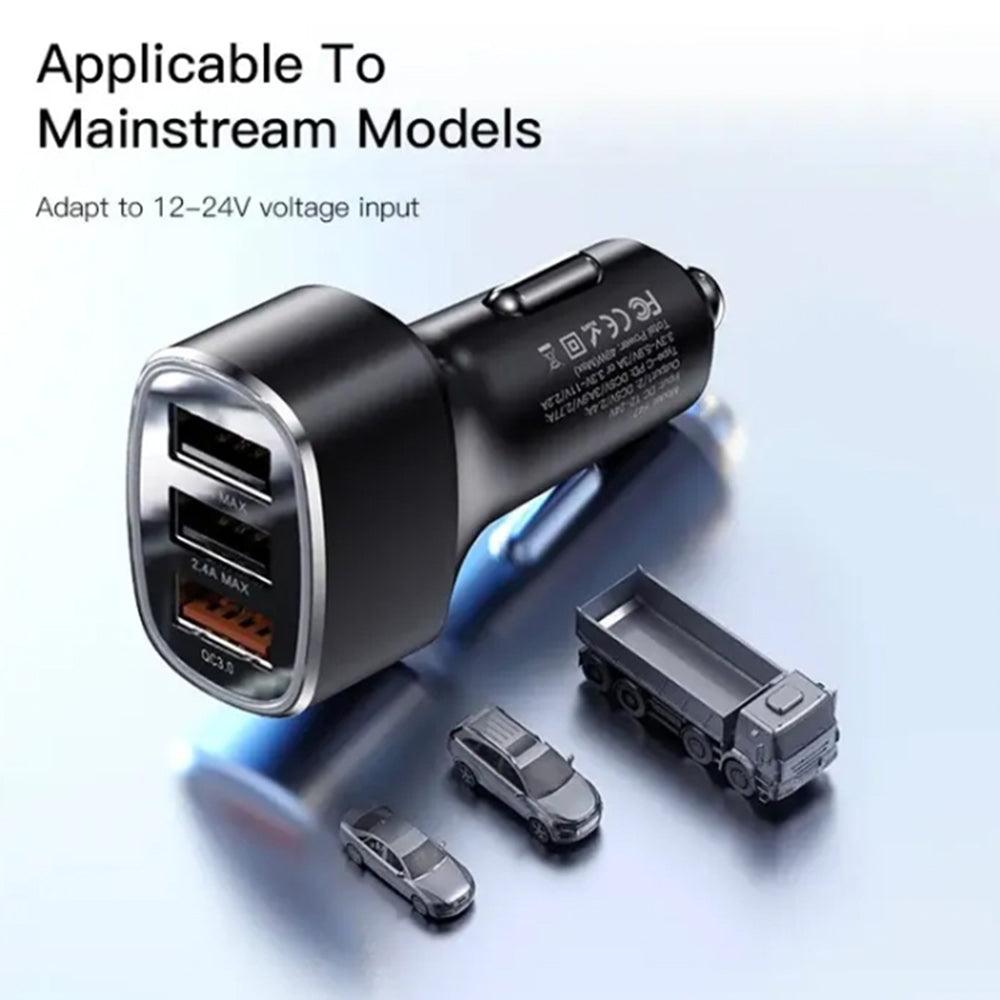Yesido Y46 autós töltő, 42W, 3A, 3 x USB-A, Fekete