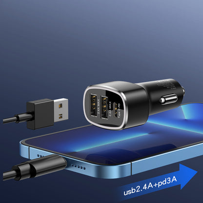Yesido Y47 autós töltő, 49W, 3A, 2 x USB-A - 1 x USB-C, Fekete