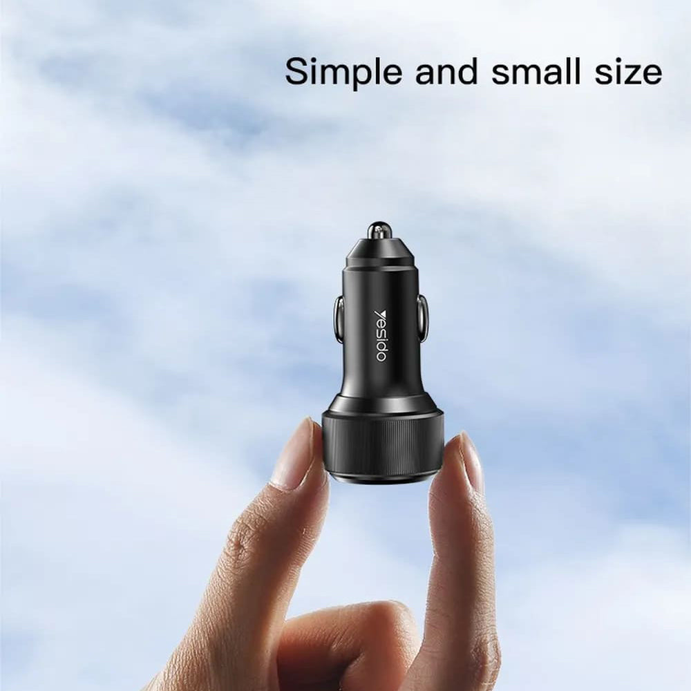 Autós töltő Yesido Y48, 60W, 3A, 2 x USB-C, Fekete