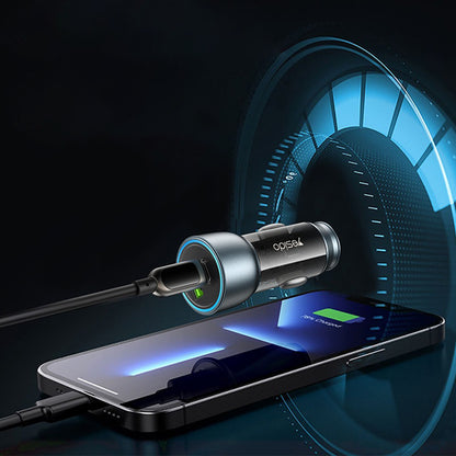 Autós töltő Yesido Y49, 30W, 3A, 1 x USB-A - 1 x USB-C, Szürke