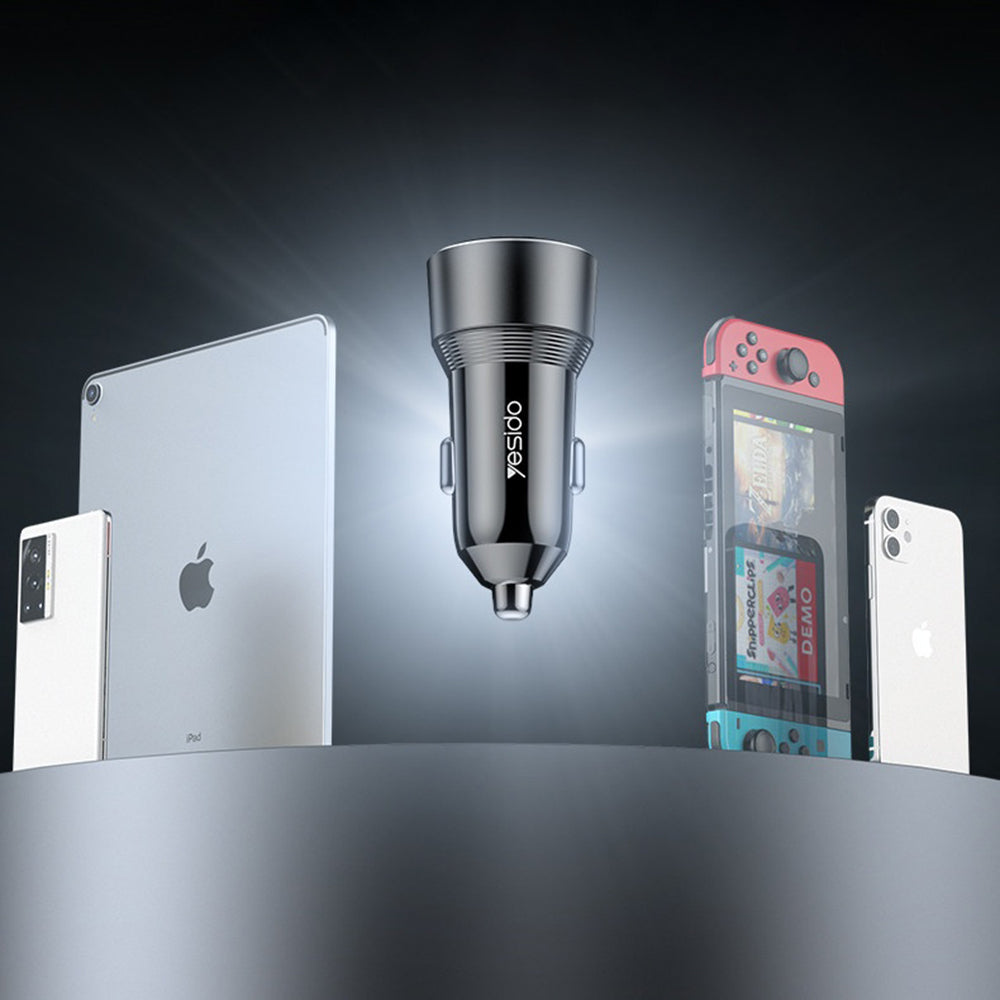 Yesido Y64 autós töltő, 50W, 3A, 1 x USB-A - 1 x USB-C, Fekete