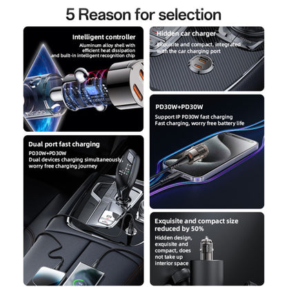 Yesido Y69 autós töltő, 30W, 3A, 2 x USB-C, Fekete