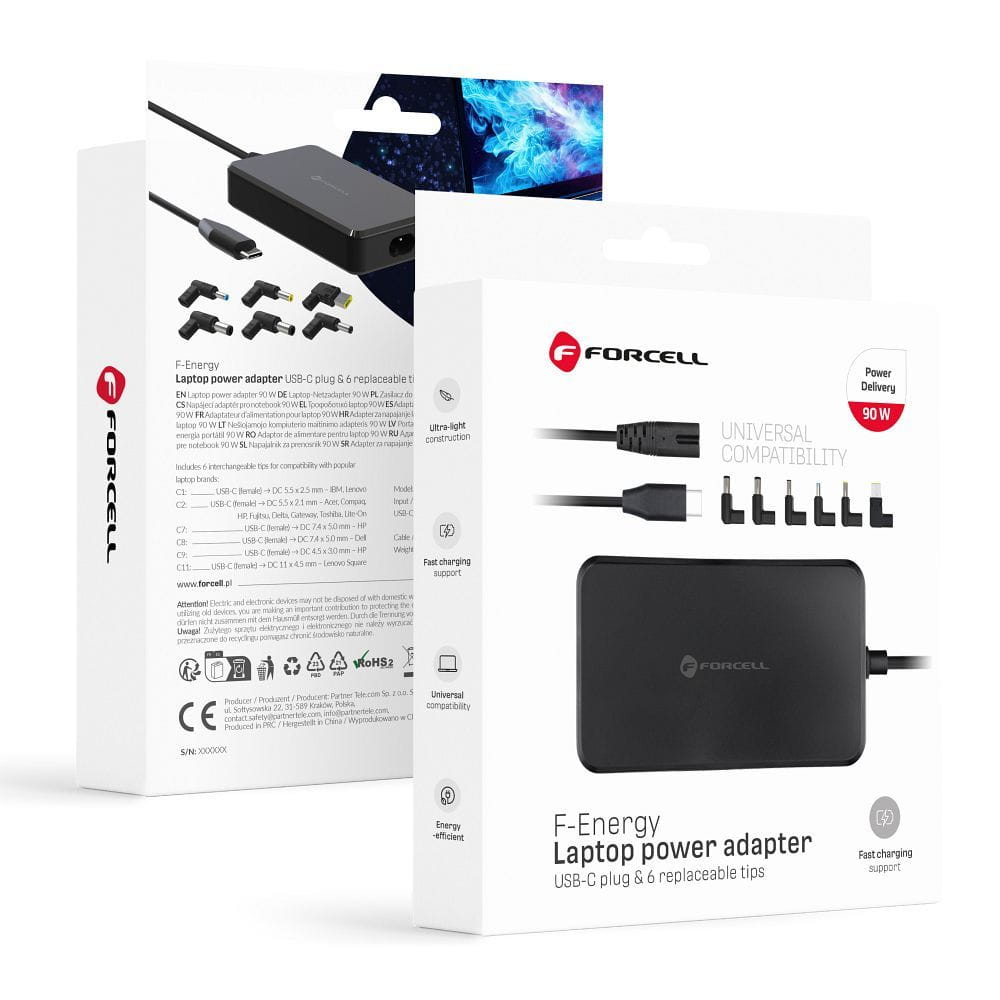 Forcell F-Energy E856 töltő, 90W, Fekete