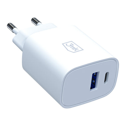 3MK FlowPower hálózati töltő, 30W, 1 x USB-A - 1 x USB-C, Fehér